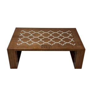 Table basse moderne avec design géométrique blanc et finition en bois de qualité supérieure pour une décoration élégante du salon - Product Image 1