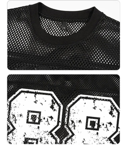 Fabricante personalizado negro americano Vintage fútbol Jerseys Francia de gran tamaño de punto de malla con cuello en V Crop Boxy fútbol Jersey de los hombres - Product Image 2