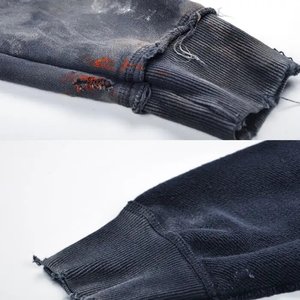 Sudadera con capucha rasgada lavada vintage de algodón 100% personalizada de fábrica para hombre, ropa de calle a la moda, Sudadera con capucha salpicada con logotipo personalizado, Sudadera con capucha desgastada - Product Image 4
