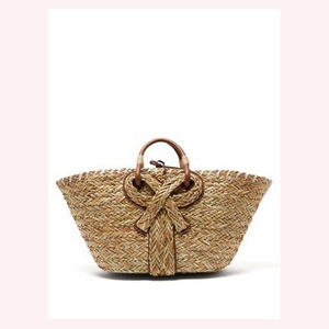 Vente chaude élégant rotin jonc de mer raphia tissé sacs de transport à la main qualité supérieure moderne nouveau Design ouvert perles douces diamants - Product Image 4