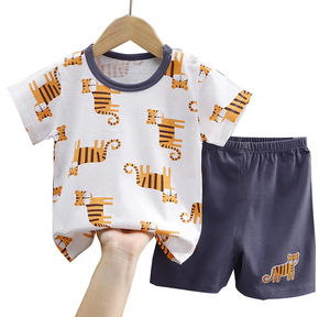 Service OEM personnalisé Ensemble de vêtements pour garçon Spandex/Polyester Imprimé animal Casual Tissu jersey simple Délai de production d'échantillon de 7 jours Vente en gros - Product Image 6