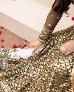 ผ้า lehnga choli สำหรับเจ้าสาวงานปักหลากสีสำหรับงานแต่งงานงานปาร์ตี้ออกแบบ0190สำหรับผู้หญิงขายส่ง - Product Image 4