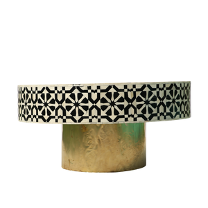 Mesa de centro con incrustaciones de hueso con patrón marroquí minimalista de lujo hecho a mano, muebles exquisitos blancos - Product Image 5