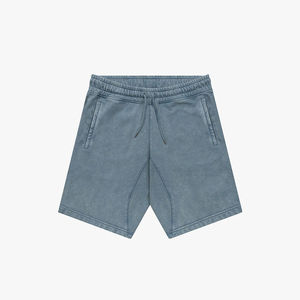 กางเกงขาสั้นผ้า100% มีฮู้ดสำหรับผู้ชายผ้าคอตตอนสีทึบเอวมีเชือกรูดระบายอากาศได้ดี - Product Image 1