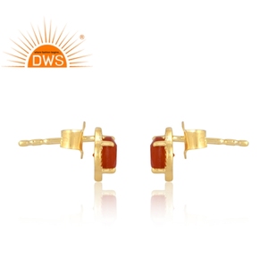 Última venta plata esterlina 925 18K chapado en oro Natural cornalina piedra preciosa pendiente Demi joyería fina para mujer regalo para ella - Product Image 4