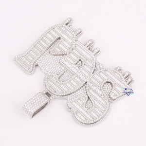 Pendentif personnalisé lettre bling 14KT en or blanc massif SGJ dégoulinant de style hip hop glacé avec diamants cultivés en laboratoire pour bijoux de luxe - Product Image 3