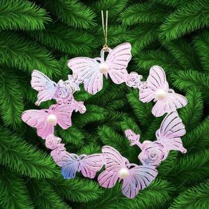 Unique Hot sale <b>Christmas</b> New Year Spring Hanging Household <b>Decoration</b> Transparent <b>Pink</b> Green Acrylic Butterfly Wreath Ornament - Product Image 4