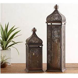 Lanterne marocaine en métal pour la maison Lanterne de camping intérieure/extérieure avec lanterne décorative de Noël en verre pour la maison - Product Image 2