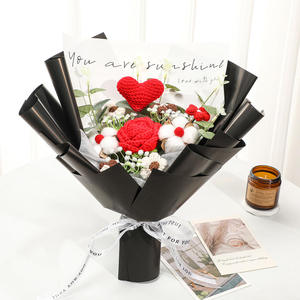 Crochet Large Flowers Handmade Wool Knitted Rose Immortal Flower <b>Artificial</b> <b>Bouquet</b> Mother's Day Valentine's Day - Product Image 4