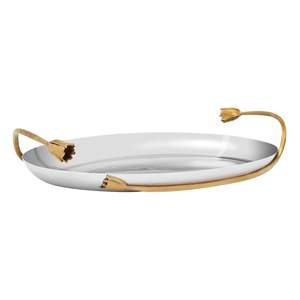 Nueva Bandeja de Servicio de Metal Pulido Brillante Chapada en Oro con Diseño Único, Vajilla para Servir Comida, Bandejas de Metal - Product Image 3