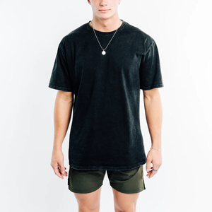 T-shirts lavés à l'acide de qualité professionnelle 100% coton avec fibre de bambou tendance à la mode - Product Image 1