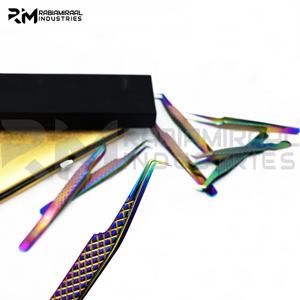 แหนบต่อขนตาสแตนเลสสตีล RMI รับทำโลโก้แบรนด์ส่วนตัว คุณภาพสูง สีพลาสมาหลากหลาย - Product Image 4