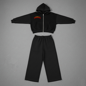 Survêtement à capuche 100 % coton pour homme, couleur unie, avec logo personnalisé sérigraphié, collection hiver 2026, tenue décontractée streetwear confortable 2 - Product Image 1