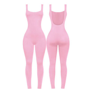 Traje deportivo de algodón acanalado con logotipo personalizado para mujer, mallas de Yoga de cintura alta, camisa de manga corta de gimnasio XL, conjunto sólido de 2 piezas para exteriores - Product Image 3