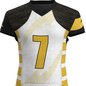 Men American Football Uniform Set V <b>Neck</b> Short Sleeve Custom Sublimation Print <b>Padded</b> Jersey Pants Team Numbers Gradient Color - Product Image 6