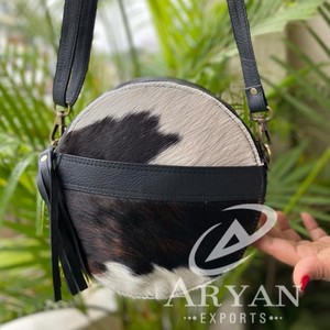 กระเป๋าถือสตรีหนังวัวแท้,กระเป๋าถือหนังขนเฟอร์สีดำกระเป๋าแบบสลิงกระเป๋าใส่เงินกระเป๋าขนสัตว์ - Product Image 1
