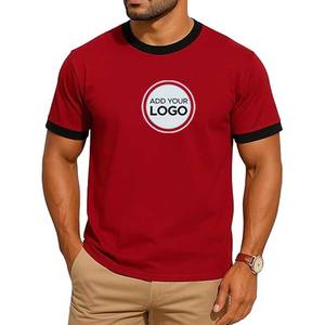 Venta al por mayor Core Cotton Ringer Tee T Shirt Jersey Mens Short Long Sleeve Colorful T-Shirts , Crew Neck Bulk Tees T-Shirt para hombres - Product Image 4