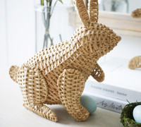 Lapins en osier naturel drôles et mignons idéaux pour vos tables de printemps de Pâques et présentoirs ornement décor de lapin en rotin