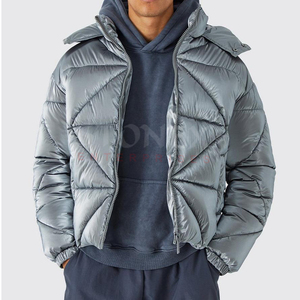 Chaqueta acolchada con capucha cálida de invierno para hombre, superventas, de lona brillante, estilo callejero, Abrigo acolchado grueso para exteriores, 2023 - Product Image 1