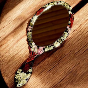 Resin Hand <b>Mirror</b> with Smooth Glossy Finish Perfect for Daily Use Makeup or Decorative Purposes Adding Stylish touch - Product Image 1