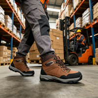 Sepatu Keselamatan Kerja SOLID STONE Coklat Nubuck-Mesh Tahan Aus Anti-Hantaman dengan Pelindung Baja untuk Pekerjaan Berat di Bengkel