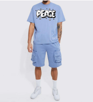 Ensemble athlétique deux pièces OEM pour hommes avec impression personnalisée t-shirts shorts d'été pour hommes avec logo de marque personnalisé