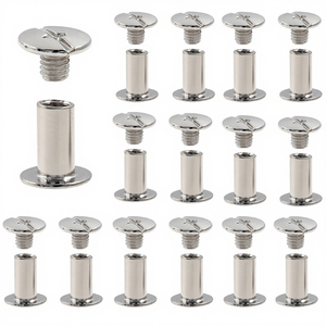 Vis Chicago Phillips en acier au carbone nickelé M4x10mm, vis de reliure, rivet bouton 1/4 pouce, boucle en cuir pour le cuir - Product Image 1