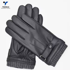 Gants en cuir uni à écran tactile de haute qualité, chauds pour l'hiver, pour une utilisation quotidienne en extérieur, doublure en fourrure - Product Image 2