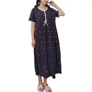 Abbigliamento da notte in puro cotone naturale per donna ricamo manica lunga 2 pezzi Set pigiami 100% seta pigiami XL XXL