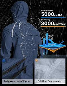 Veste coupe-vent longue pour homme de marque en gros, col montant, logo frontal, légère, coupe-vent, imperméable - Product Image 4