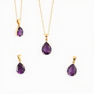 Cadena de Plata de Ley 925 chapada en oro de 18K collar de pareja de piedra de nacimiento de granate natural para mujer - Product Image 4