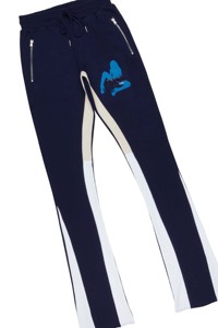 Pantalon de survêtement évasé pour hommes personnalisé en gros pour l'hiver automne 2023 pantalon de survêtement évasé ample taille moyenne tissu à motif empilé - Product Image 2