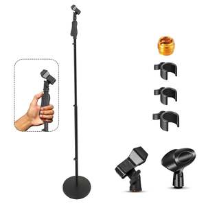 5 Core Microphone Stand Universal Floor Height Adjustable 35 to 57 Round Base Mic Stands Quick Setting <b>Lock</b>-<b>Tight</b> Knob w 5/8 - Product Image 1
