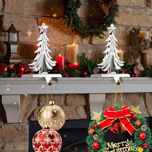 Modern Silver Metal Christmas <b>Stocking</b> <b>Holder</b> Tree Stand for Fireplace Mantel Holiday Decorative Hanging Organizer - Product Image 6