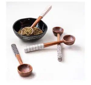 Karma Patterned Handle Wooden Spoons Kitchen Store & More Premium Wood Kitchen Utensil Set Handmade Spoon Made In India