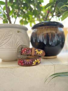 Cinturones de cuero de alta calidad tallado a mano elegante cinturón de girasol Unisex gran oferta regalo de lujo para él - Product Image 3