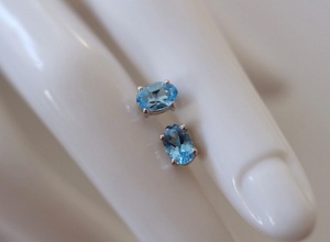 Rhaya Jewels 925 Sterling Silver Rhodium Plated Square Cut for <b>Blue</b> Topaz Classic <b>Stud</b> <b>Earrings</b> Women's Children's Wedding - Product Image 3