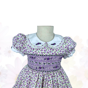 Premium Woven Cotton Hand Smocked Children Clothing Bullion Rose Smocked Dresses for Girls Toddler Girls Dresses - Product Image 4