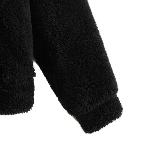 Jersey de lana Polar de gran tamaño para mujer, Sudadera con capucha holgada bordada personalizada con hombros caídos a la moda de invierno - Product Image 3