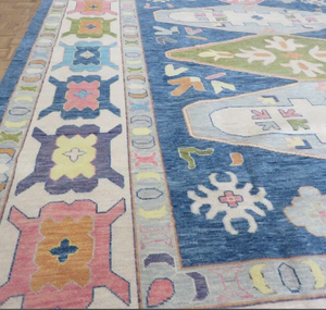 Blue afgani Knotted Handmade Vintage Turkish non slip eco friendly Area <b>Rug</b> for Living Room Home Decor office hotels - Product Image 1