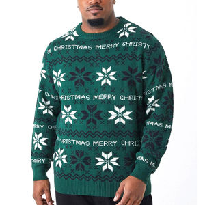 Ventes en gros de pulls pour hommes sur mesure, services OEM ODM, vente chaude, tricot jacquard en laine et coton respirant, motif automne-hiver, taille plus - Product Image 1