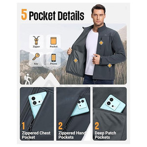 Chaqueta Softshell de poliéster Spandex para hombre, duradera, ligera, impermeable, para exteriores, con logotipo personalizado - Product Image 3