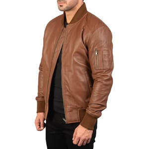 Best Selling Men's <b>New</b> Style Fashion Leather Jacket Wholesale Latest Windproof and Waterproof Design with Stand Collar - Product Image 5