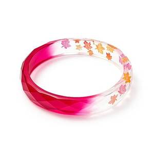 Handcrafted Colorful premium Resin Bangle Transparent Floral Design with Deep Pink Crystal Finish From India Handmade Bangles - Product Image 1