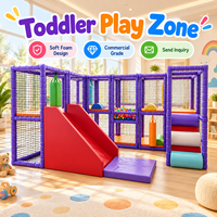 Structure de jeu mobile pour enfants personnalisée, grise, neutre, pastel, colorée, avec piscine à balles, équipement de terrain de jeu intérieur