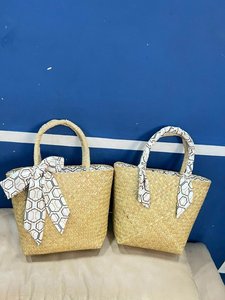 Water Hyacinth Bohemian Style Rectangle <b>Storage</b> <b>Basket</b> with Handle Eco-Friendly Clothing <b>Storage</b> for Beach Use - Product Image 2