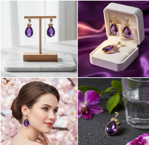 Handmade 925 Sterling Silver Gold-Plated Blue Amethyst Drop Earrings High Quality <b>Fashion</b> <b>Jewelry</b> for Women - Product Image 3