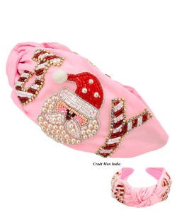 Vente en gros de bandeau de noël de luxe en diamant accessoires de cheveux pour femmes bandeau baroque en strass bling et cristal perlé - Product Image 5