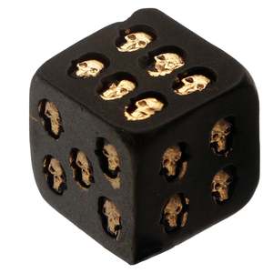 Set of 2 Skull DND <b>Dice</b> Carved Hollow Copper and Zinc Alloy Soft Hand-Felt Resin for RPG Games - Product Image 2