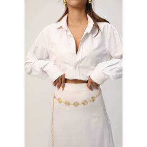 Ceinture de taille pour femme avec détail chaîne dorée, ceinture pour robe, ceinture pour jupe, ceinture pour pantalon - Doré - Product Image 5